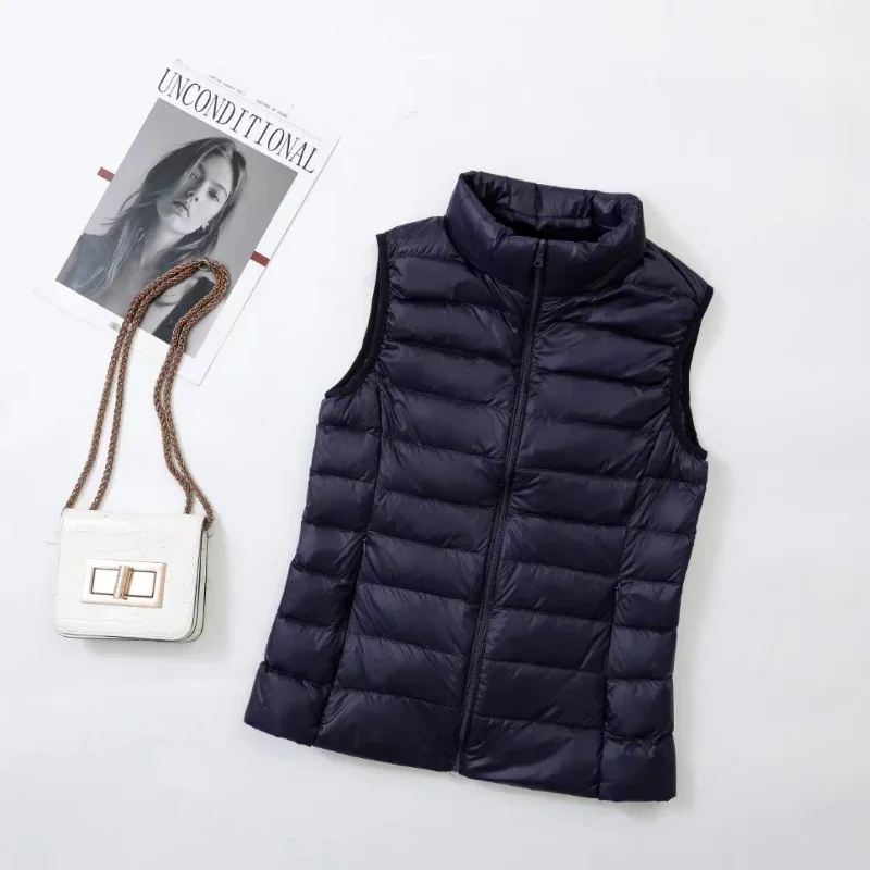 11 Colors Women Vest 2025 New Spring Female Windproof Lightweight Warm Waistcoat Sleeveless Puffer Coat White Duck Down Parka