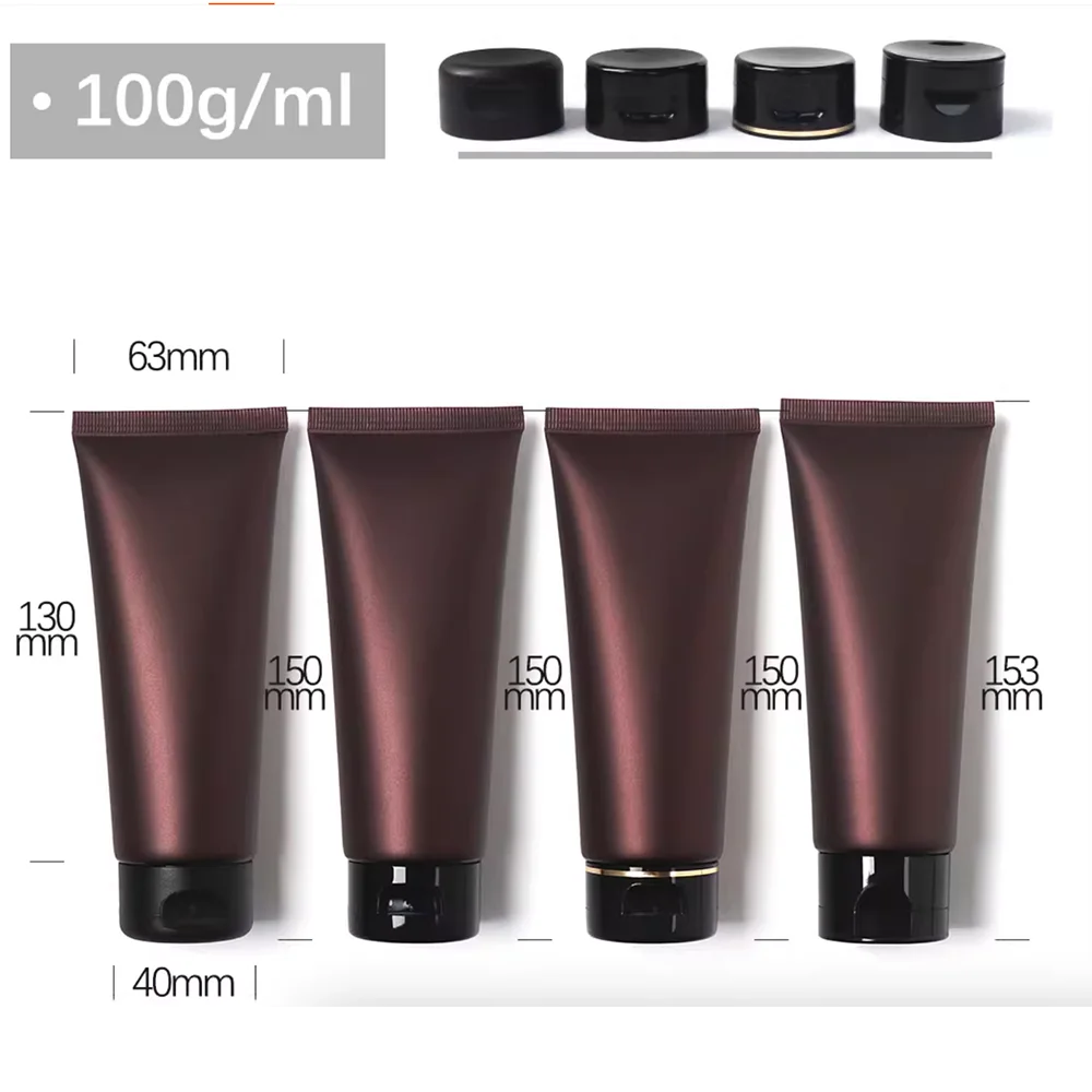 

Matte Brown Empty Cosmetic Squeeze Tube 20ml 50ml 100ml Refillable Cream Lotion Soft Bottle Container 50g 100g 150g