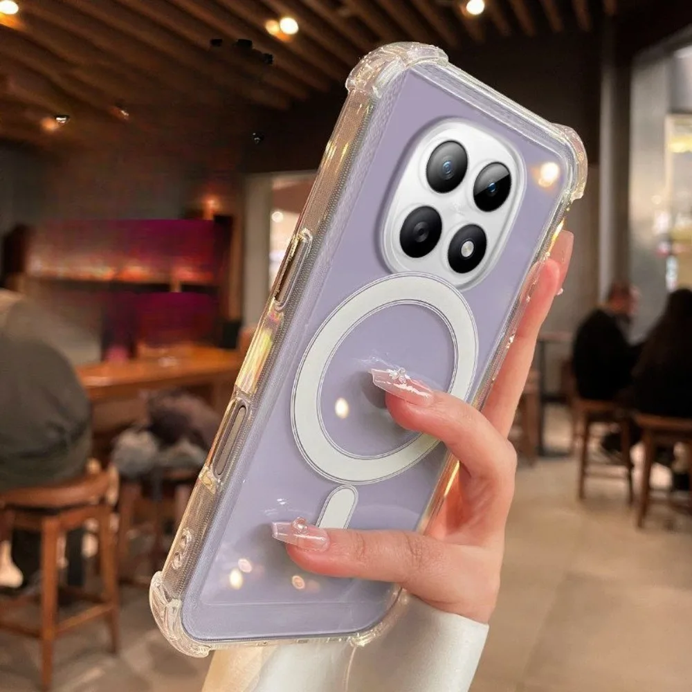 Für Magsafe Magnetische Handyhülle für Xiaomi Redmi Note 15 Pro Plus Note 14 13 Pro 5G 4G Vier-Ecken-Anti-Sturz Transparente Hülle