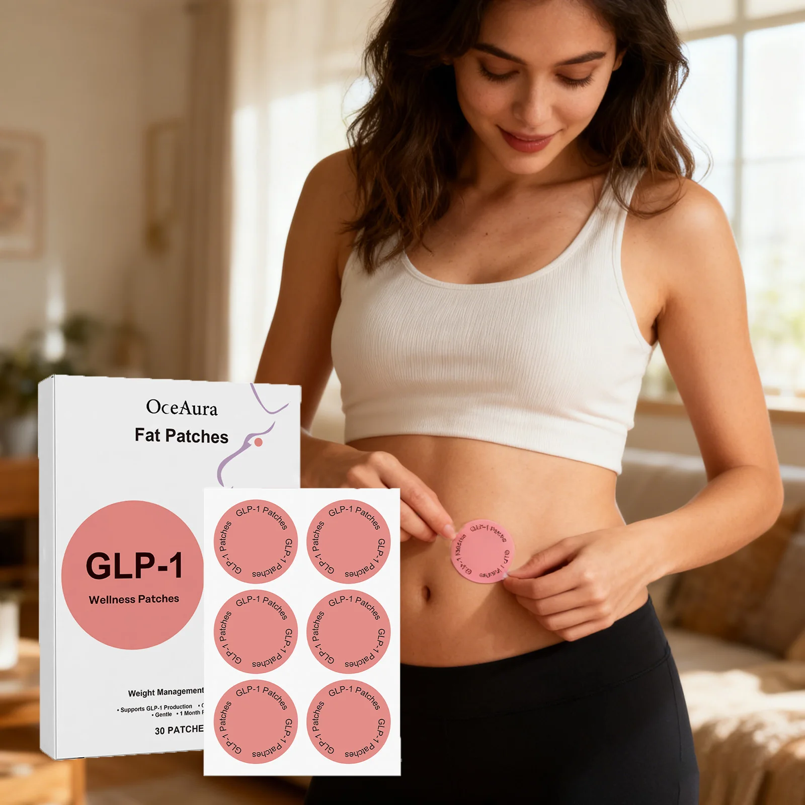 GLP-1 Weight Loss Patch Natural Fat Burning & Appetite Control Slimming Body Stickers for Belly Increases Metabolism Management