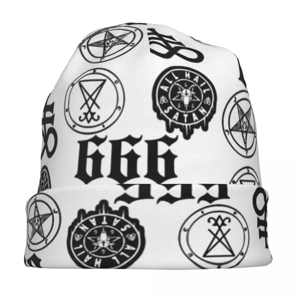 Satanic Logos 666 2 Unisex winter warm hat Leviathan Beanies hat for men and women outdoor hat