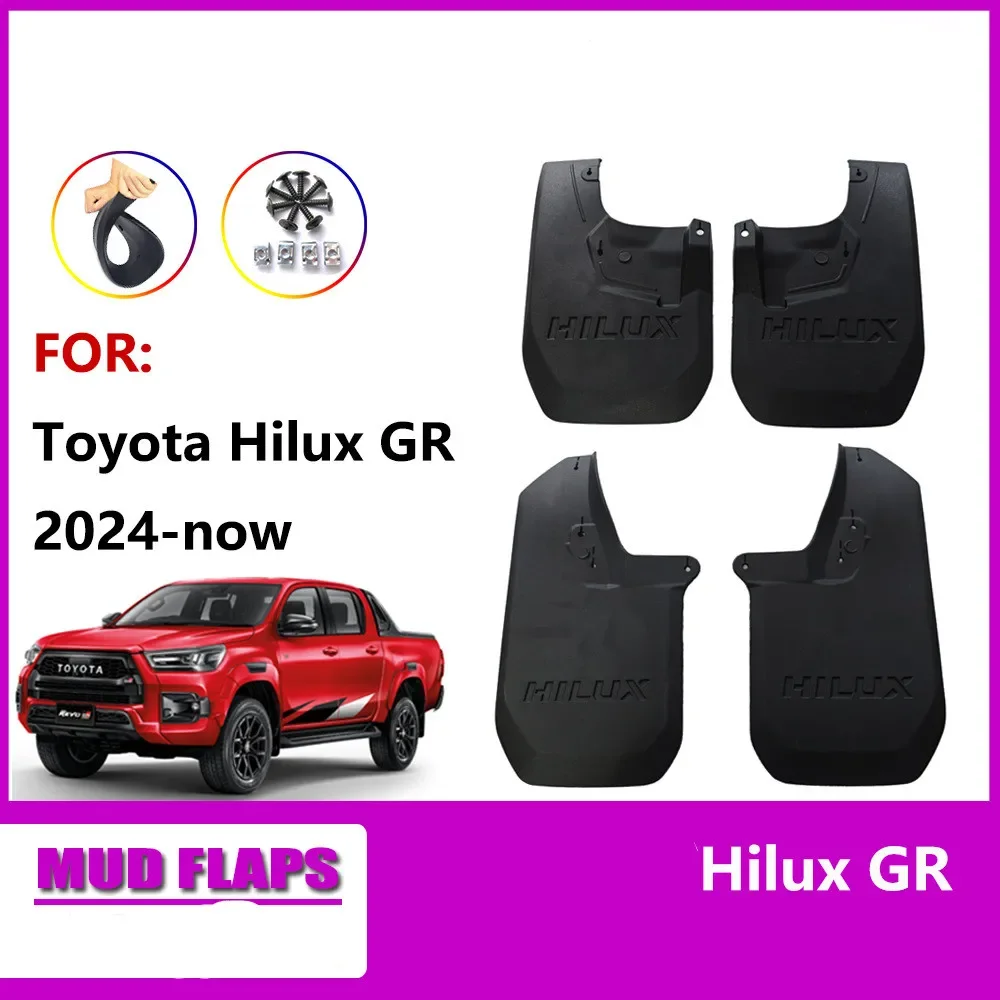 4pcs/set Car Mud Flaps Guards For Toyota Hilux GR 2024 Splash Guards Front Rear Mudguards Mudflaps Fenders Stylines Accessories