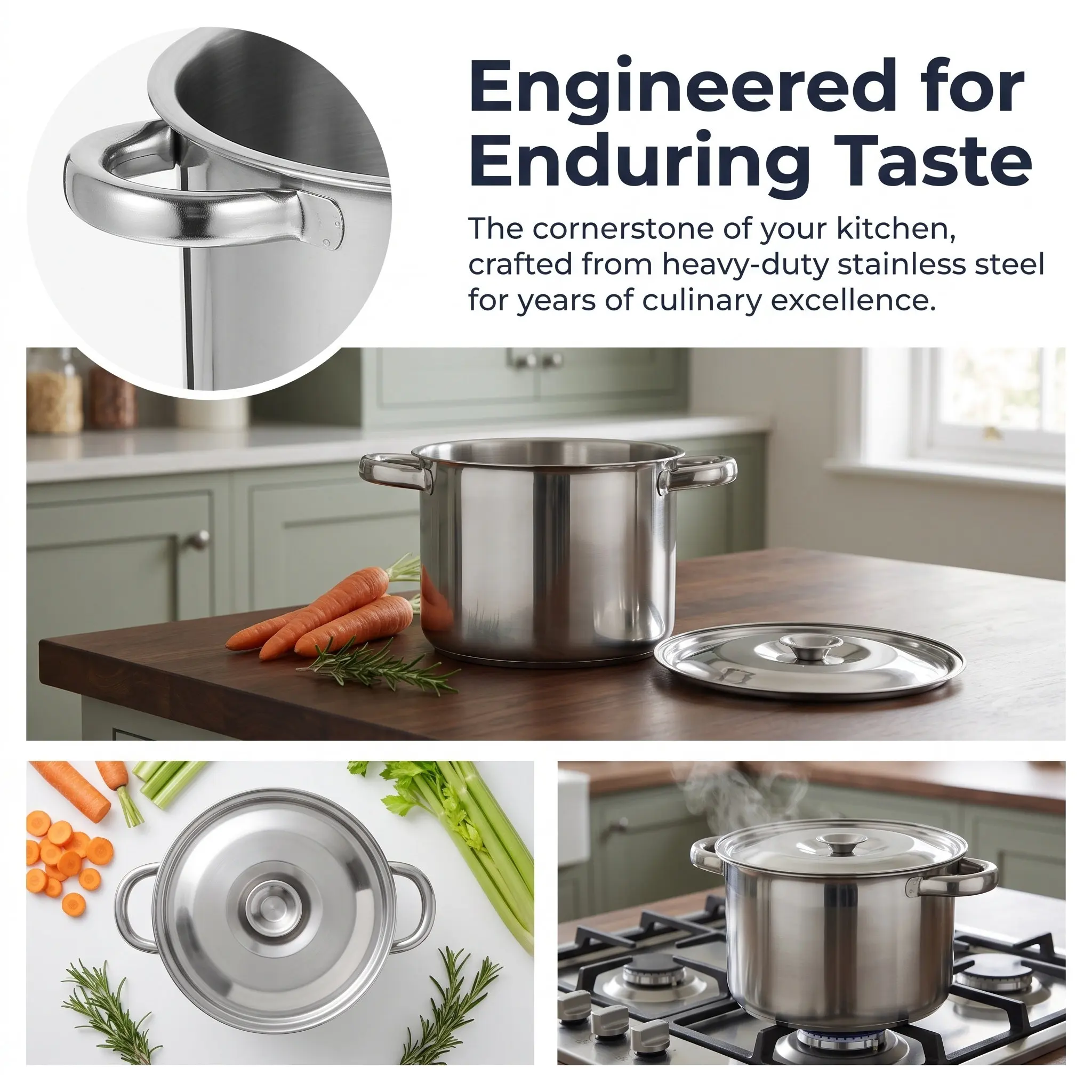 18 Cm Stainless Steel Stock Pot with Dual Ergonomic Handles Round Barrel Design Tight-Fitting Lid for Soup Chili Porridge Broth
