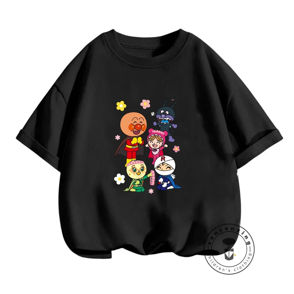 Cute Anpanman Anime T-shirts for Kids with Soft Fashionable Japanese Style Kawaii Summer Wear Cheap and Versatile Hot Sellers