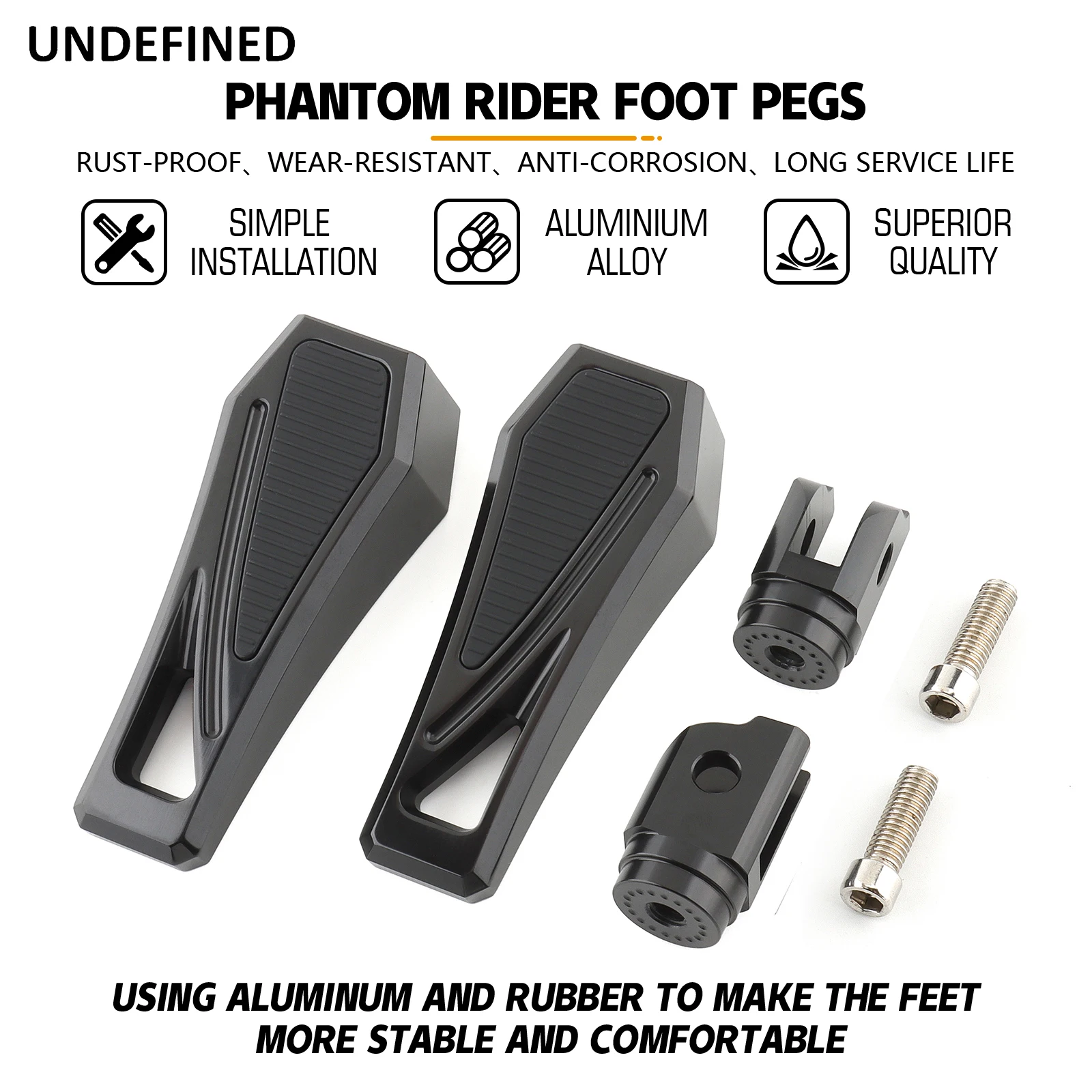 Phantom Foot Pegs Front Rear Footrests Pedals for Harley Softail Fat Boy Street Bob Low Rider S FXBB FXLR FXFB FLSL 2018-2023