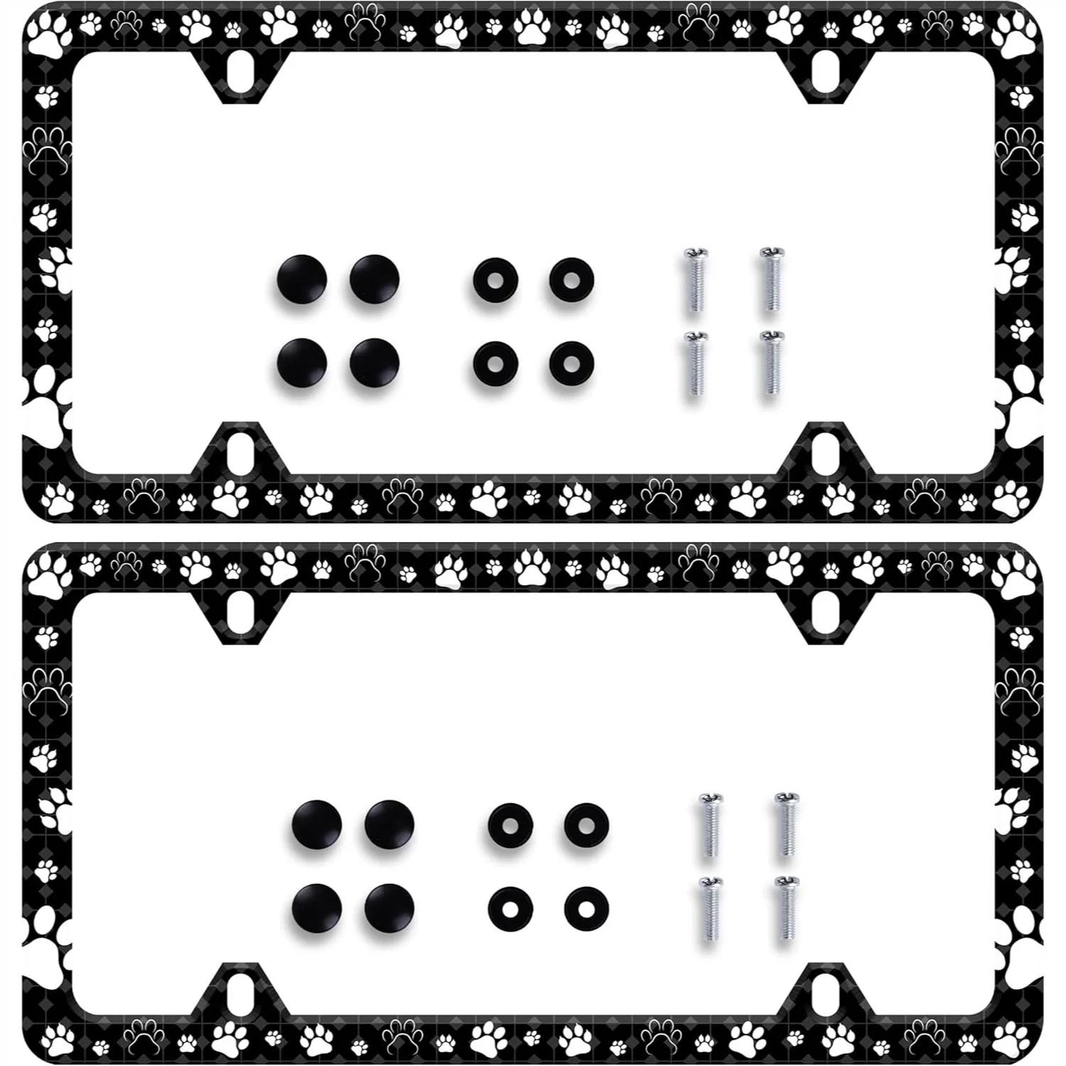

Stainless Steel Dog Cat Paw License Plate Frame for Standard US Plates with Screws