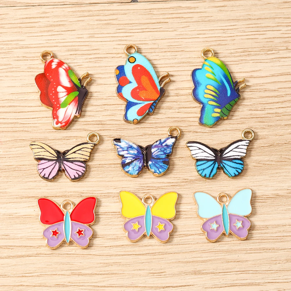10 Stück niedliche, bunte Emaille-Tier- und Schmetterlingsanhänger für die Schmuckherstellung, Ohrringe, Anhänger, Halsketten, Armbänder, DIY-Bastelarbeiten, Geschenke – Detail 1