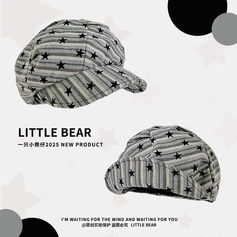 

Новые японские береты со звездами в стиле ретро, женские осенние повседневные универсальные береты с мягкими полями, солнцезащитная кепка газетчика