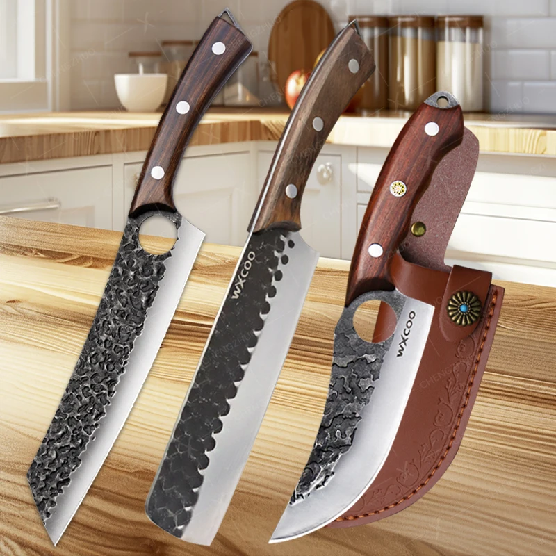 

Forged Cleaver Kitchen Chef Knife High Carbon Clad Steel Meat Fish Fruit Vegetables Professional Butcher Boning Knife with Box