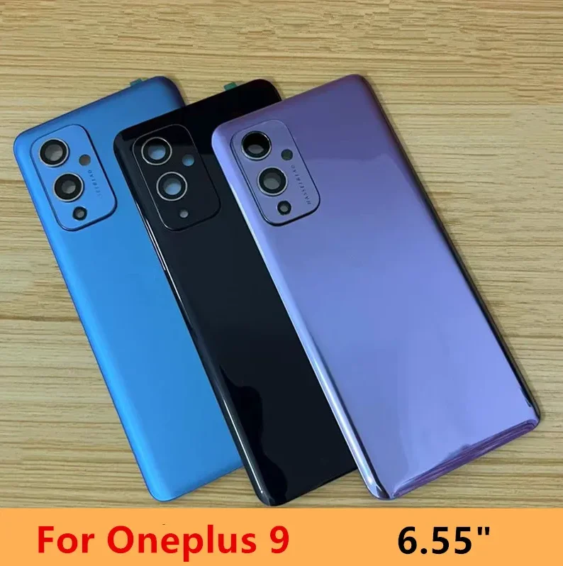 A+++ Gorilla Glass 5 Rear Housing For Oneplus 9 Battery Back Cover Glass Repair Replace Phone Door Case + Camera Lens Logo