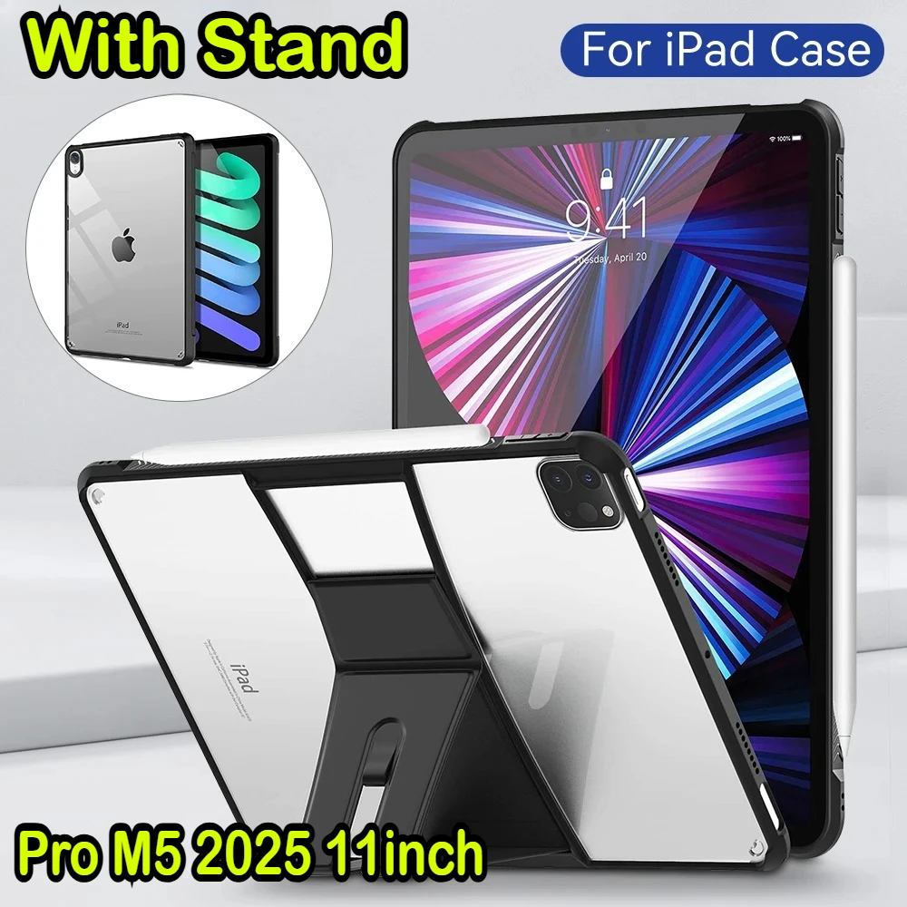 حافظة حامل شفافة من الأكريليك لهاتف Pro M5 11 2025 A16 11th Air 7 5 4 10.9 10.2 9th 8th 7th Generation 9.7 Mini 7 6 5 4 PC Cover