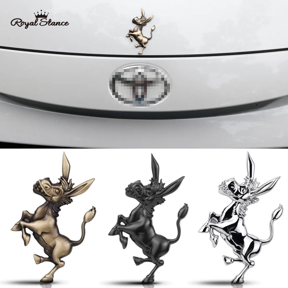 Royal Stance Funny Donkey Car Emblem Badge 3D Metal Sticker Auto Hood Bonnet Decor Tailgate Motorcycle Accessories For Ferrari