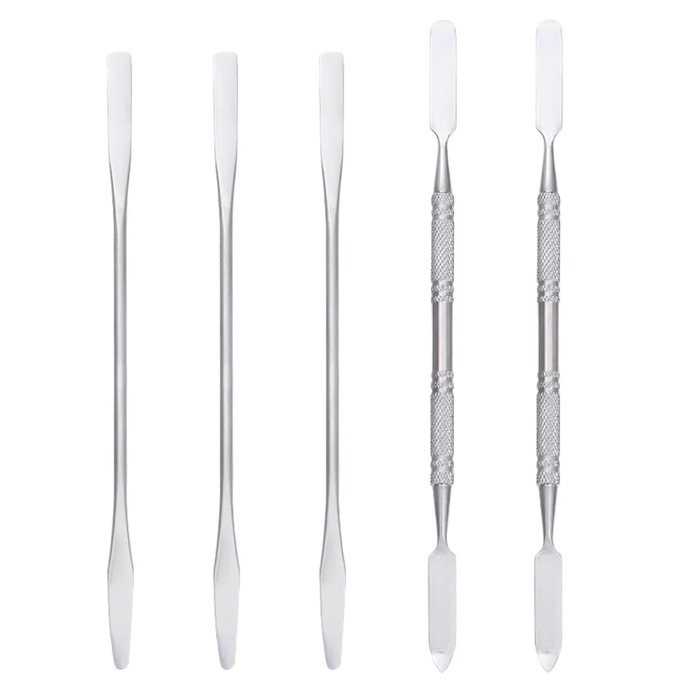 5Pcs Makeup Spatula Double Sided Stainless Steel Mixing Tool for Foundation Blush Lip Color Customizing Professional