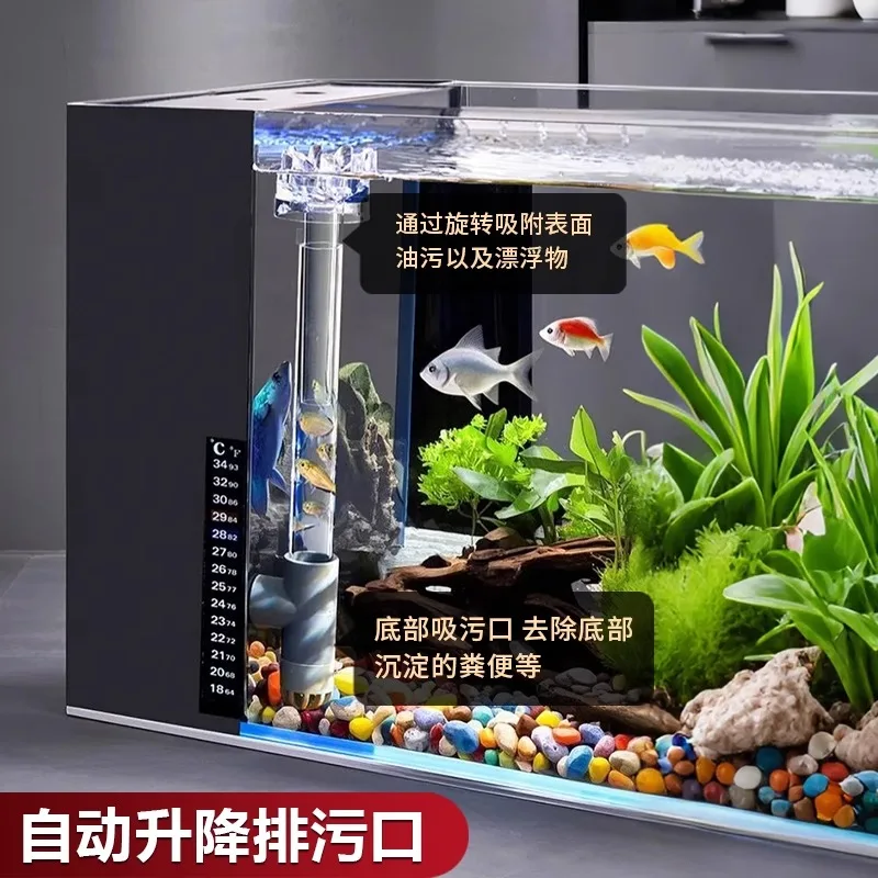 Small side filter fish tank filter oxygen generator living room 2025 new desktop ecological low water change glass tank