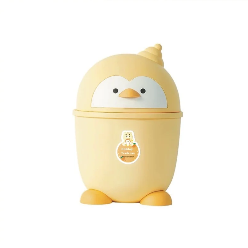 Cartoon Tabletop Trash Can With Lid Portable Mini Desktop Trash Can Bedroom Home Office Car Small Trash Can Stationery Storage