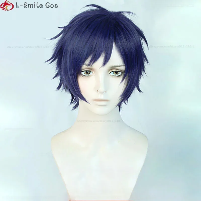 Candy 2025Game ES2 Cosplay Fushimi Yuzuru Short Blue Purple Heat Resistant Synthetic Hair Hallowee Party Wigs + Wig Cap