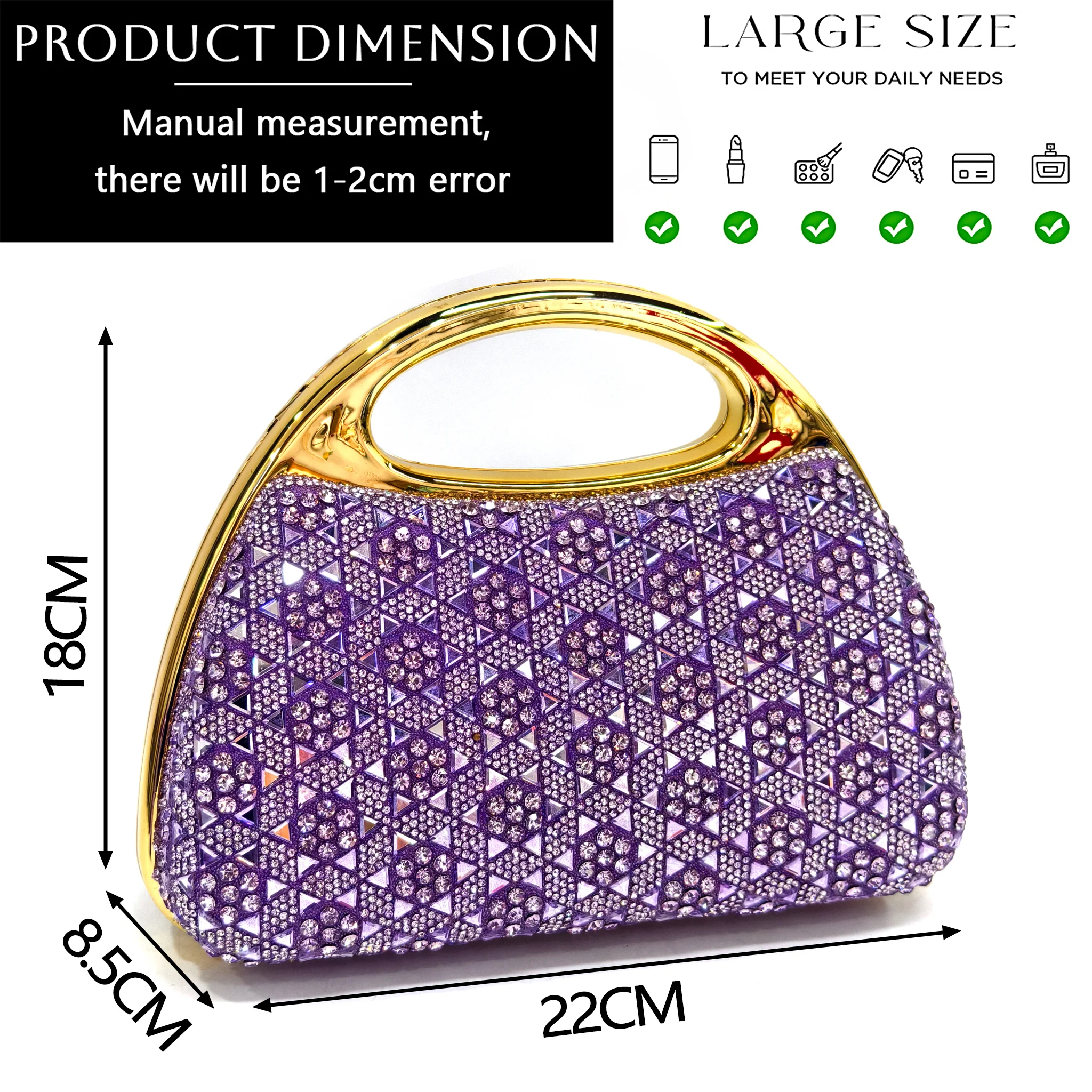 Chic Light Purple Rhinestone Peep-Toe High Heel Sandals and Bag Set for Women –Elegant Italian Party Shoes Perfect for Weddings - view 5