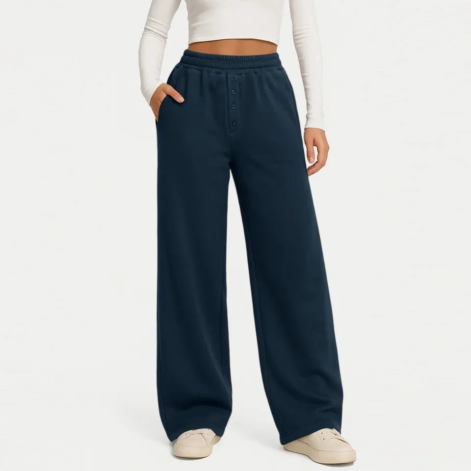 

New Women‘s Fashion Fitness Sweatpants High Waist Wide Leg Straight Trousers Female Solid Color Casual Sports Pants Streetwear
