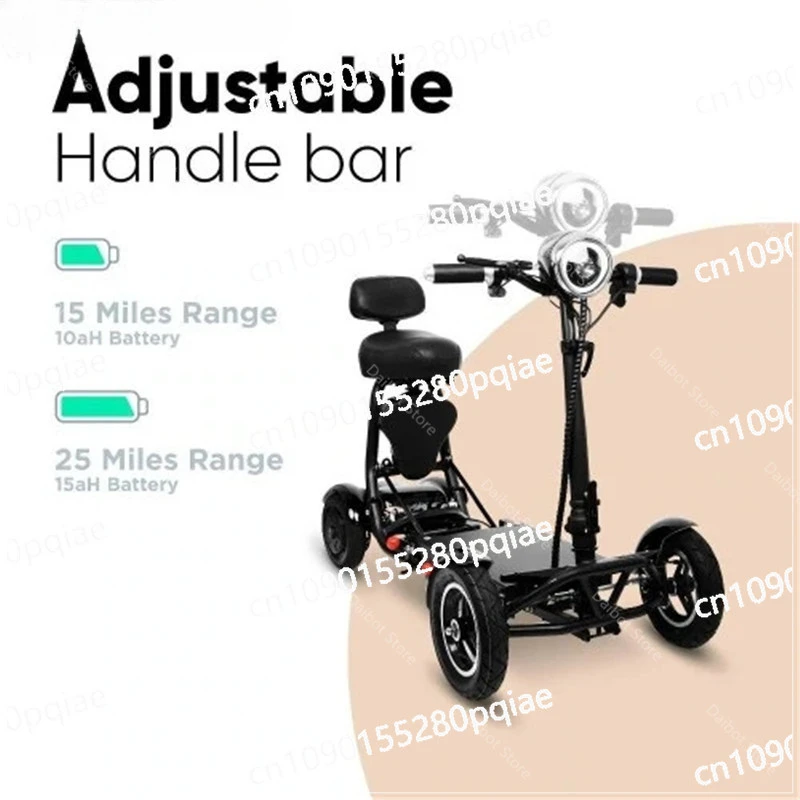 Foldable Four Wheel Electric Scooter for Old People Seniors Travel Folding Mobility Scooter 4 Wheels 250W Dual Motor Protable