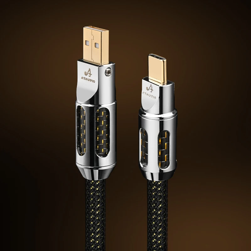 ATAUDIO HiFi-USB-Audiokabel DAC Typ A-B A-C C-B C-C Hochwertiges OCC-vergoldetes USB-Kabel für Telefon-DAC 6