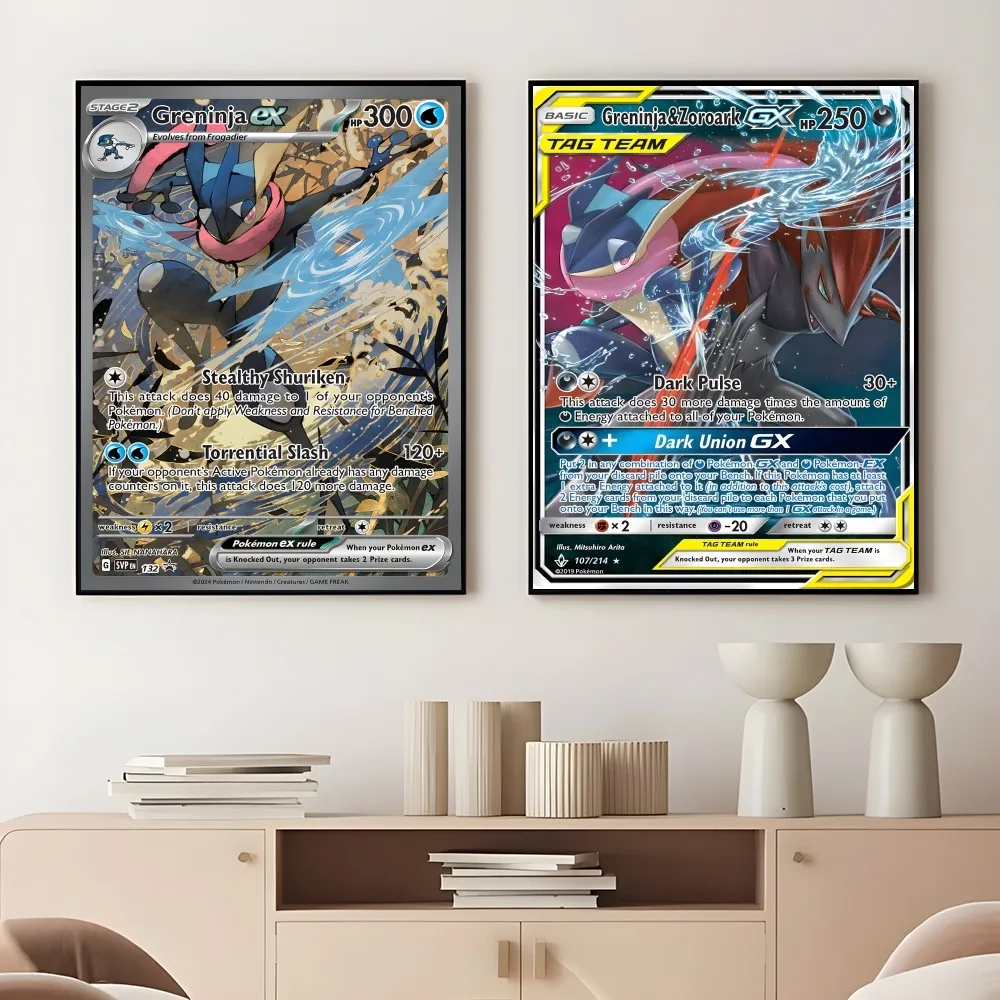 Japanese Anime Rare Greninja Cartoon Card Poster Sticky Wall Art Printing Waterproof Home Living Bed Room Bar Aesthetic Decor