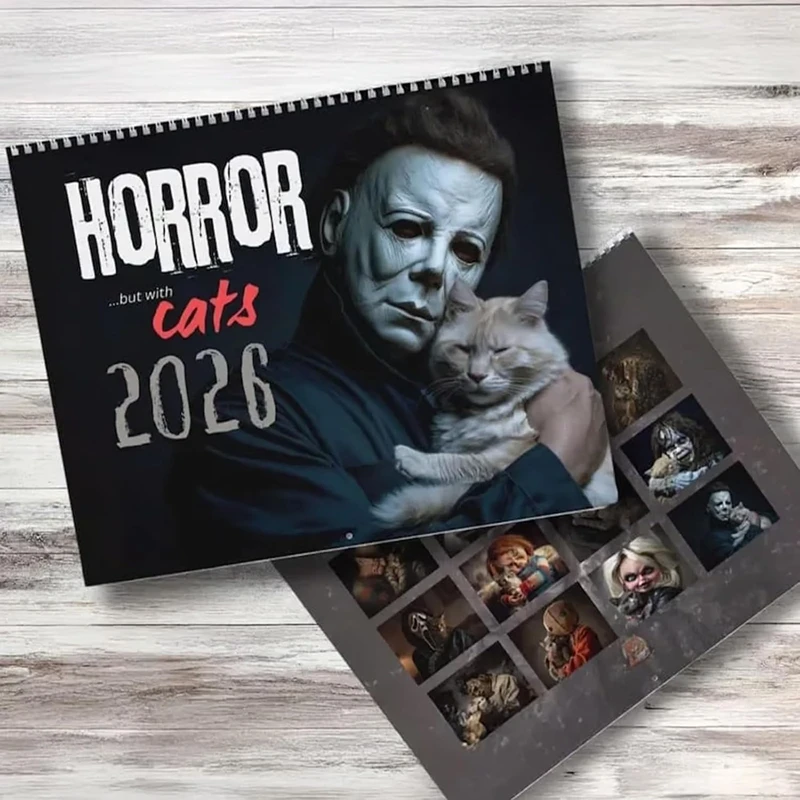 2026 Horror Calendar Hanging Cat Design Monthly Weekly Daily Notepad Schedule Planner Calendar Halloween Christmas New Year Gift