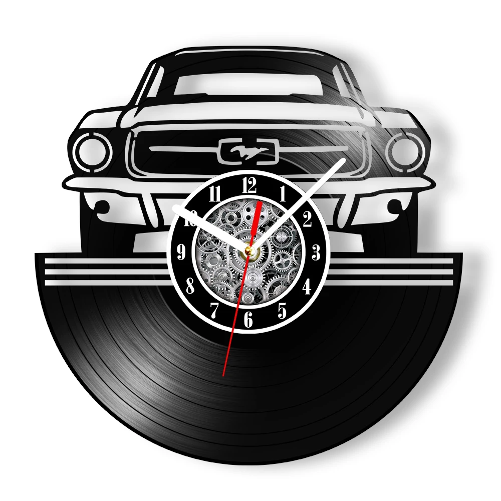 Retro Classic Car Vinyl Record Wall Clock For Man Cave Garage Vehicle Handicraft Art Music Album Wall Clock Car Enthusiast Gift