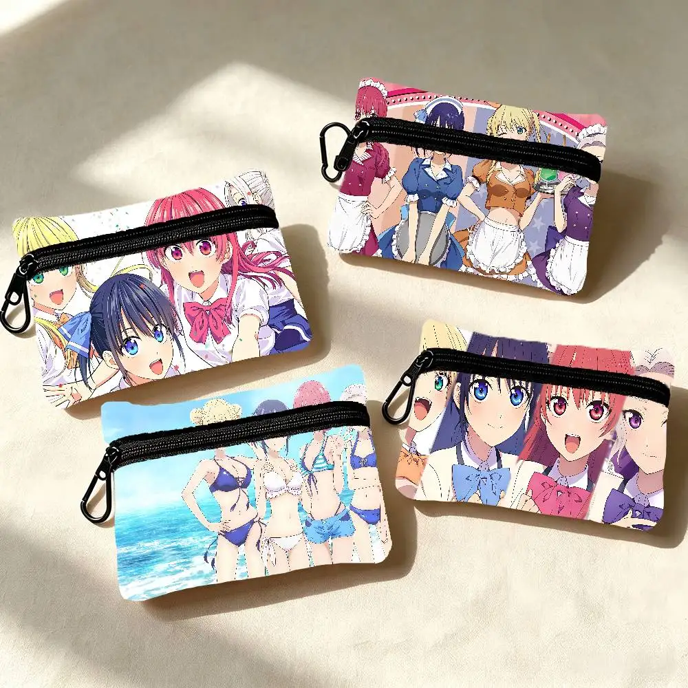 Anime Kanojo Mo Kanojo Multifunctional Oxford Cloth Small Pouch With Hook Mini Coin Wallet Earbud Storage Bag