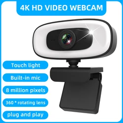 Micro Webcam para Computador, 2K, 4K, Mini Webcam para PC, Laptops, Transmissão ao Vivo, FHD, 1080P, Câmera Web para Reunião de Trabalho, Microfone