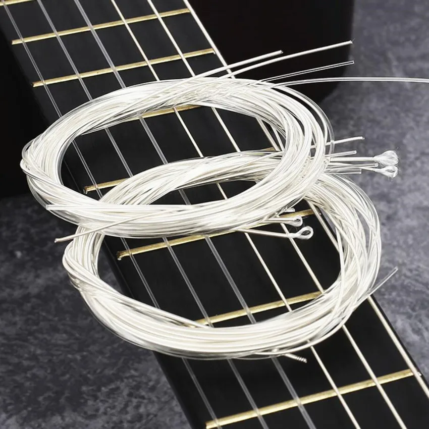 6pcs Classical Nylon Metal Strings Silver-plated String Guitar Picks 1-6 Used Guitar Wire Classical Acoustic Guitar Accessories