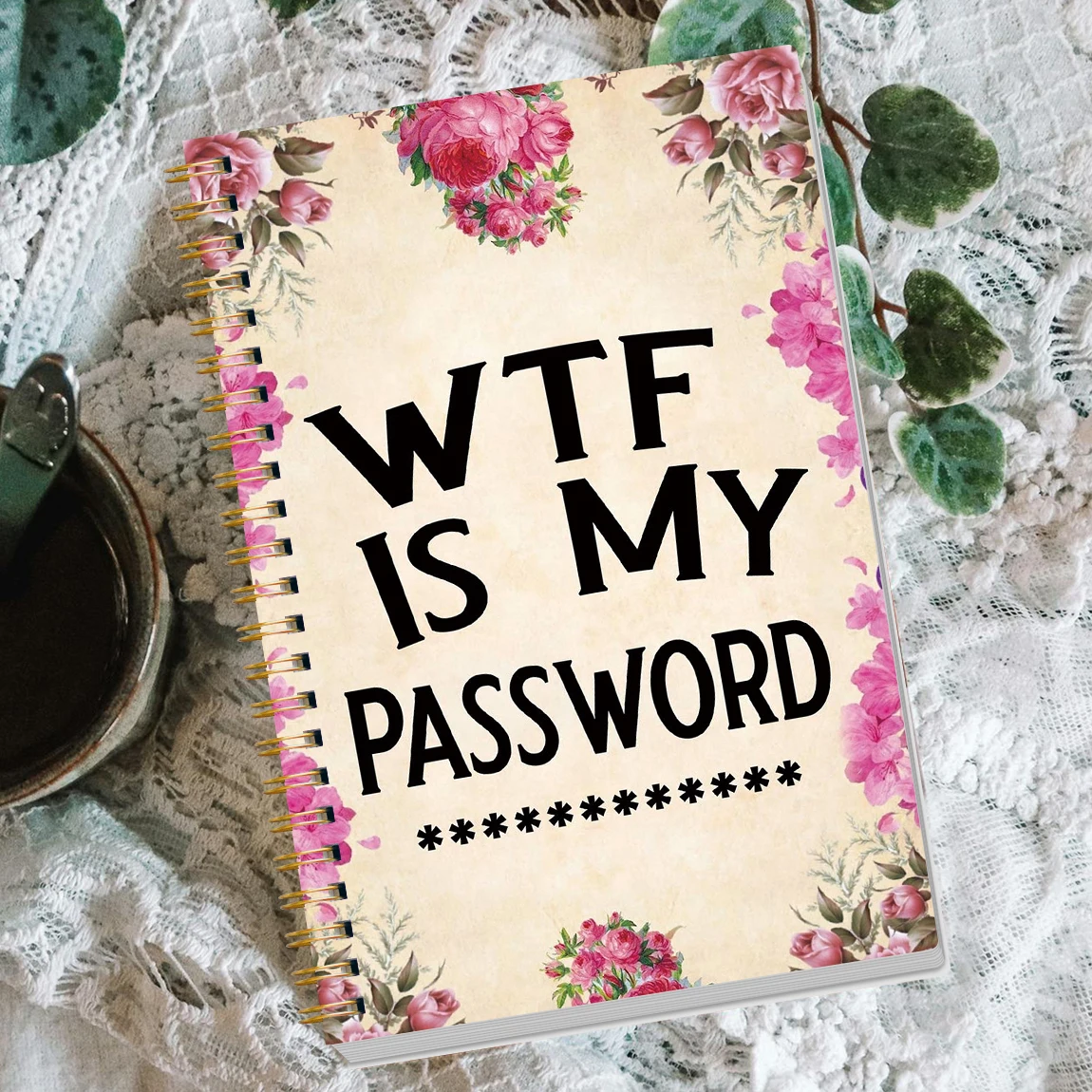 دفتر كلمة المرور مقاس A5، غطاء زهور، منظم بكلمة مرور، دفتر ملاحظات حلزوني لتسجيل الدخول على موقع المستخدم وإدارة كلمة المرور #6