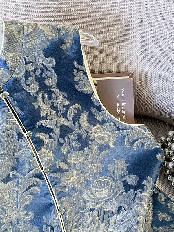 Neue chinesische Sle Satin bestickte Weste Jaet Damen Herbst Retro National Trend Heavy Industry Blumenmuster Top