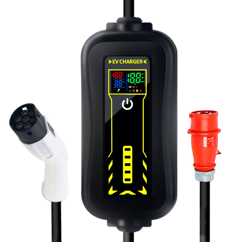 Type2 ev carregador portátil 22kw 32a 3 fases IEC62196-2 esee caixa de carregamento veículo elétrico ev carros carregador cee plug 5m cabo