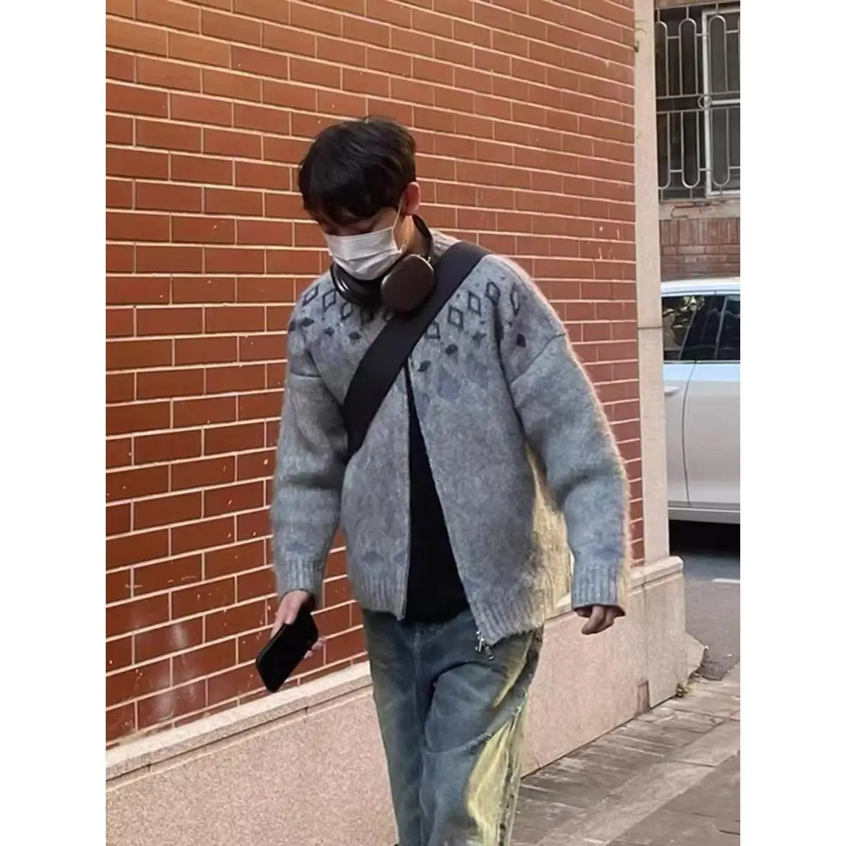 

Мягкий шерстяной открытый кардиган для мужчин с 3D цветочным дизайном, весенне-осенняя верхняя одежда, удобный вязаный свитер Jaet