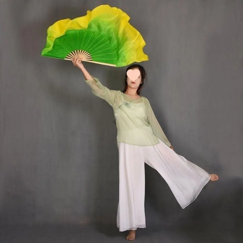 31 centimetri di Bambù Cinese Breve Ventaglio di danza del ventre Ballerino Pratica 10/20 centimetri Mezzo Cerchio Velo di seta Paia Yangko Danza Ventagli di bambù