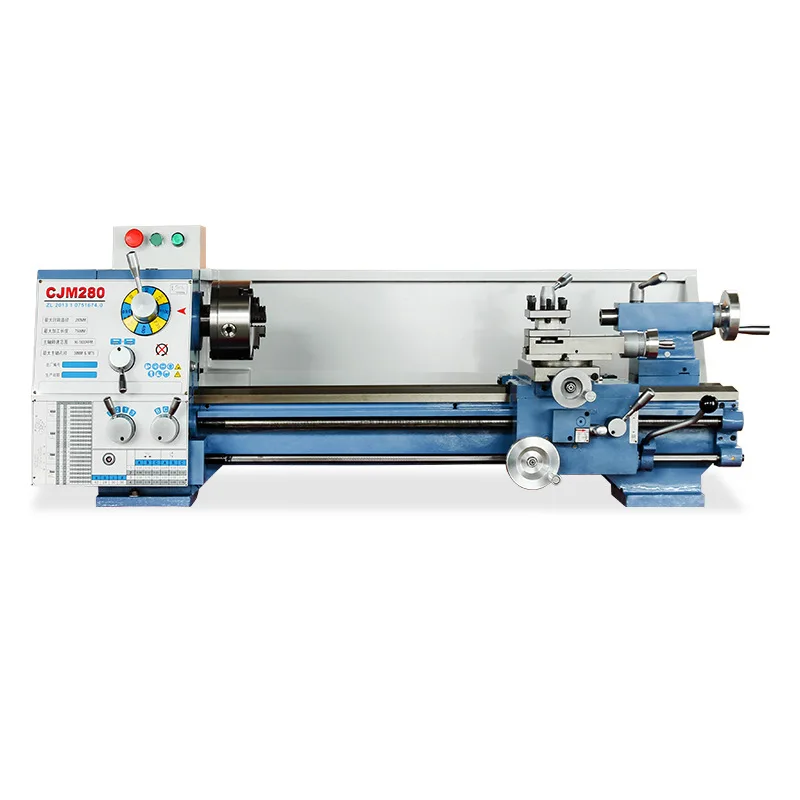 Torno de metal de banco manual económico CJM280 para uso doméstico, máquina de torno horizontal pequeña