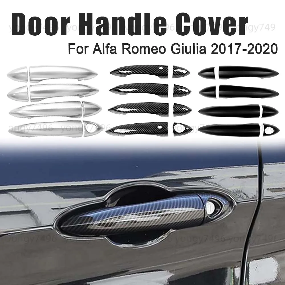 

Car Upgrade Door Handle Cover For Alfa Romeo Giulia 2017 2018 2019 2020 Carbon Fiber Dull Silver Matte Black Cars Accessories