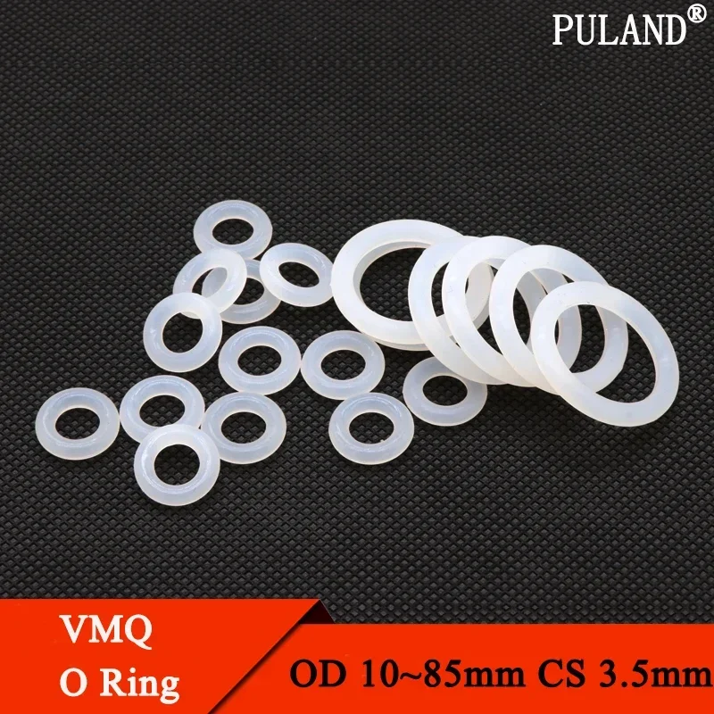 10Pcs White Silicone O Ring Gasket CS 3.5mm OD 10 ~ 85 mm Food Grade  Silicone Rings  O-rings  Rubber Ring Gaskets