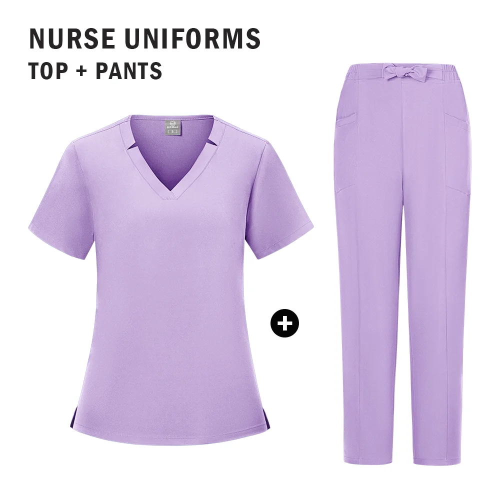 Top Quality Scrubs Medical Uniforms Woman Surgical Clothing Pajamas  Women Scrub Unim Two Piece Set New  2025 Summer