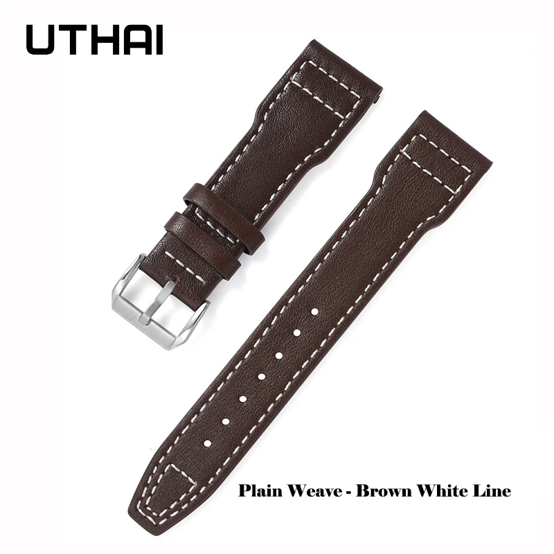 UTHAI Z91 watch strap Genuine Leather Straps 20mm 22mm Watch Accessories High Quality Brown black Colors men\'s Watchbands