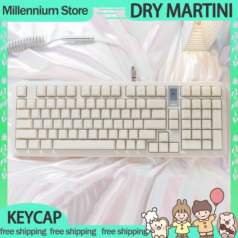 DRY MARTINI Mechanical Keyboard Keycaps Esports Gaming Keyboards White Marble Kkey Cap Semi-Transparent Custom Accessories Gifts