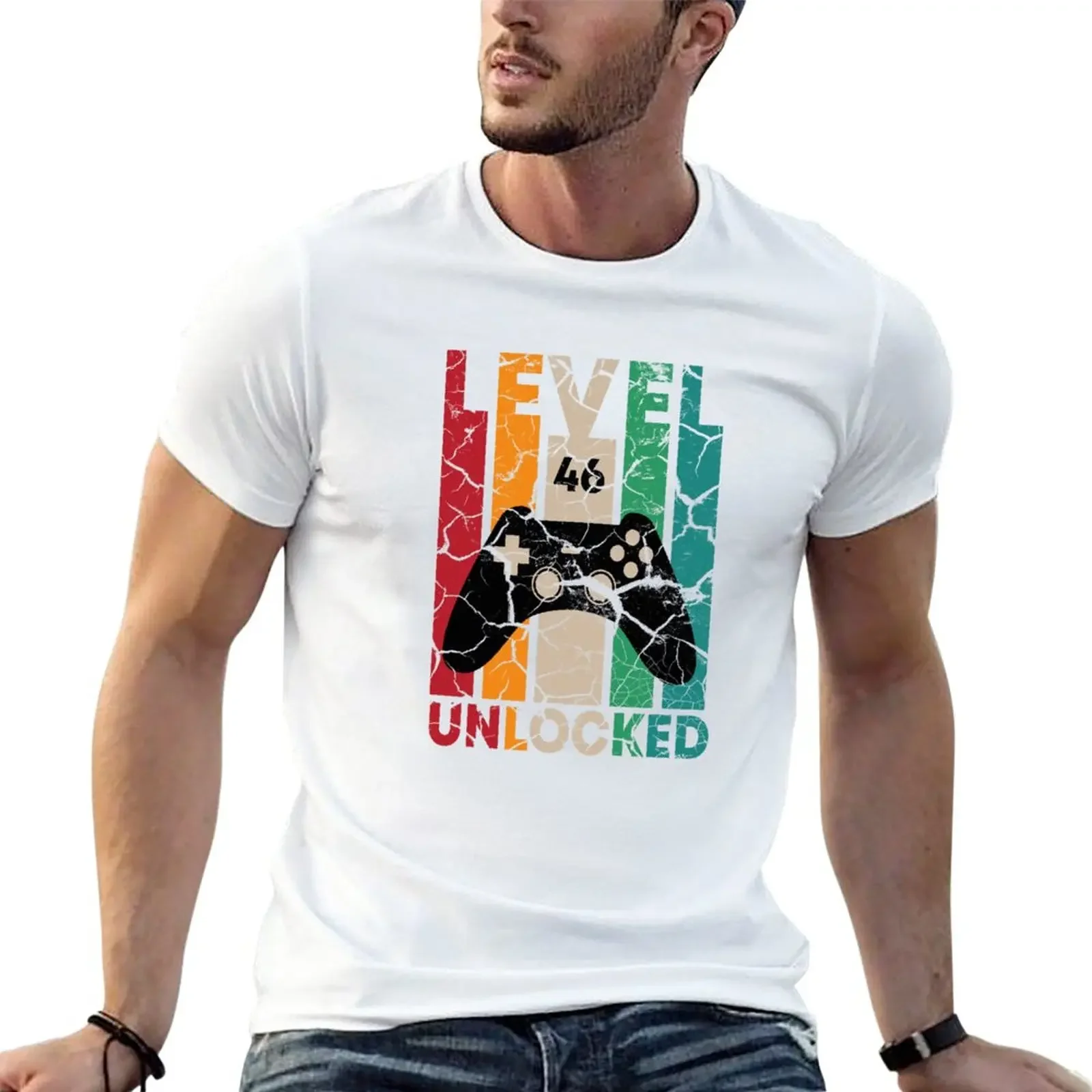 New Level 46 Unlocked,46 Birthday Gift T-Shirt graphic t shirts plain t-shirt funny t shirts plain t shirts men