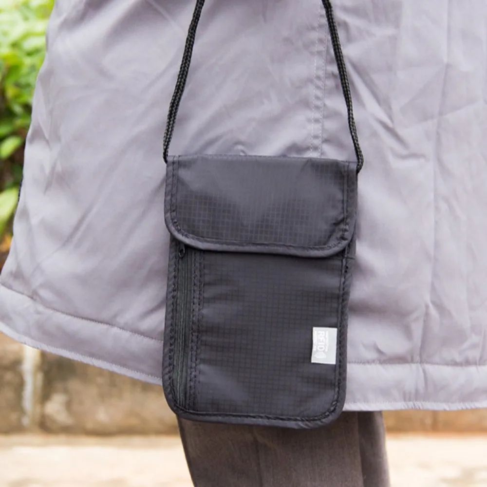 Anti-Theft RFID Passport Bag Rfid-Blocking Multi-Pockets Neck Wallet Neck Hanging Storage Organizer Document Credit Case