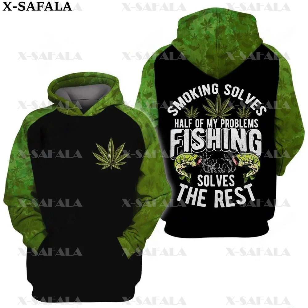 

FISHING Smoker SMOKE WEED GET HIGH Leaf 3D Print Zipper Hoodie Man Female Pullover Sweatshirt Hooded Jacket Jersey Tracksuits-1