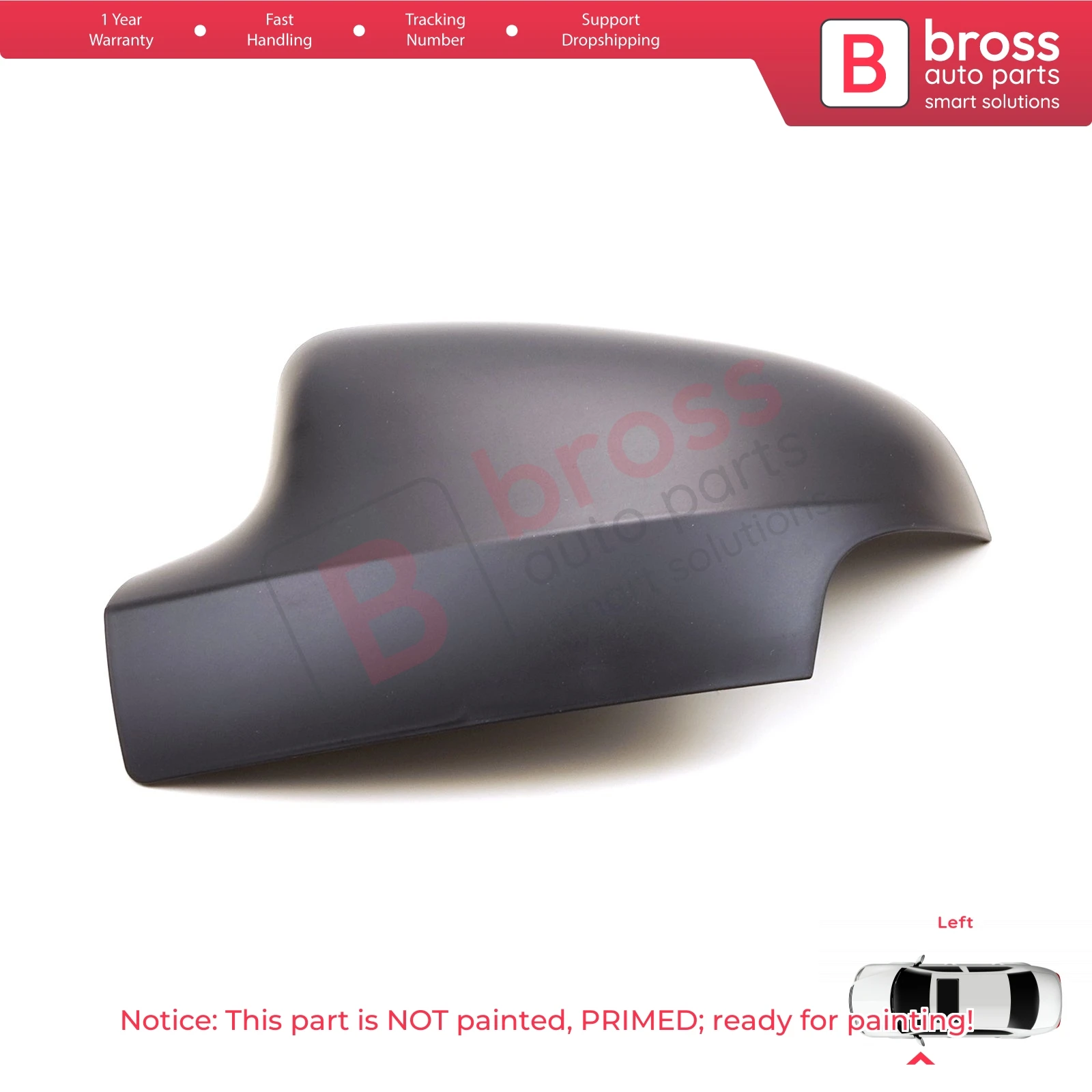 Bross Auto Parts BSP1102-1 Car Side Rearview Wing Mirror Shell Scull Cap Cover Left 963737459R for Renault Symbol 3