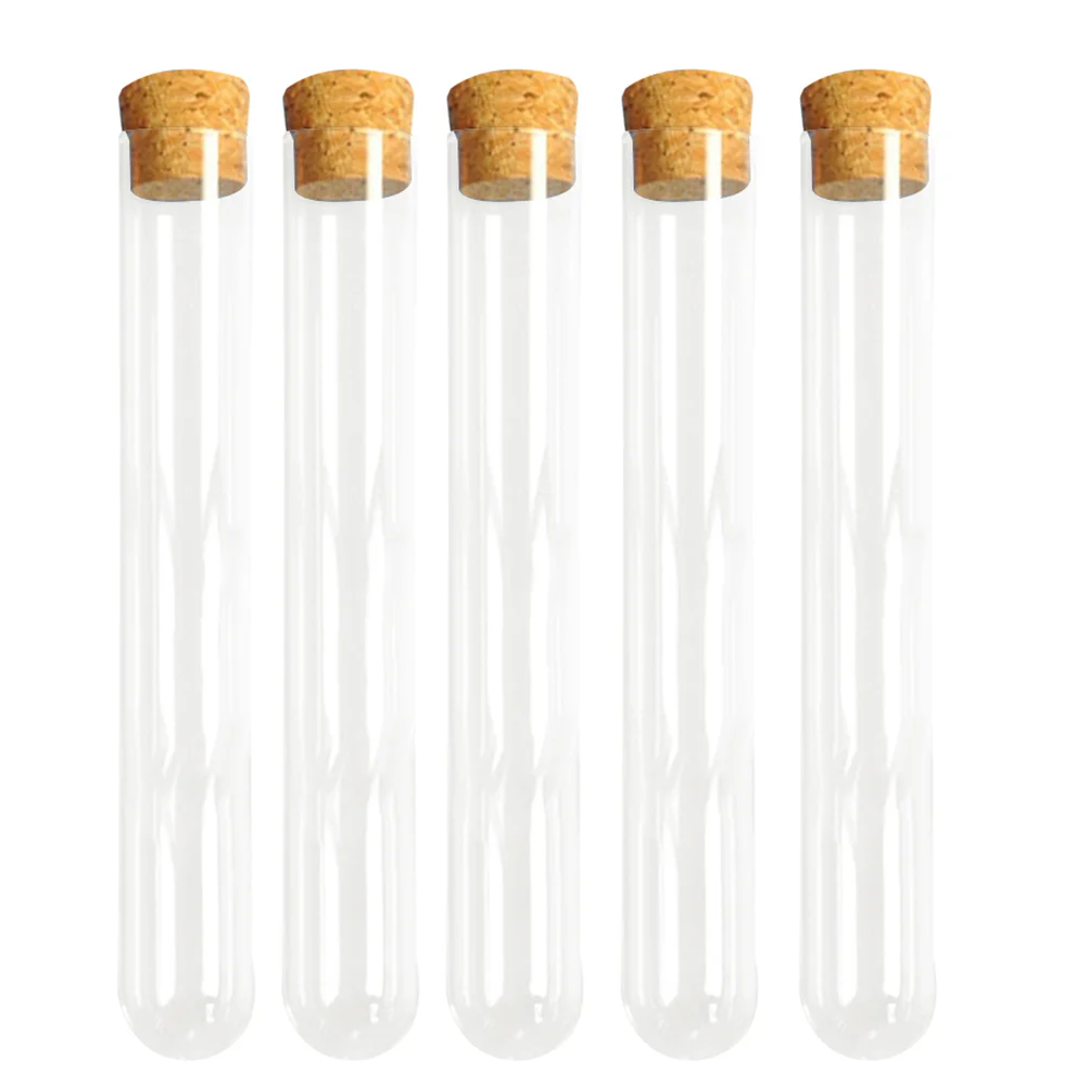 30 PCS Test Tube Wooden Plugs Clear Glass Test Tubes Plastic Scientific Experiments Gift