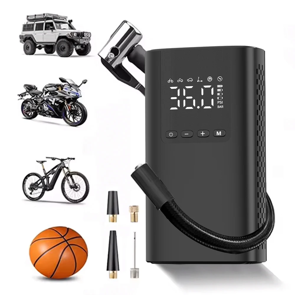 Electric Smart Air Pump 150PSI Tire Fast Inflator Portable Compressor with Digital Pressure Gauge for Car Bike Motorcycle Ball