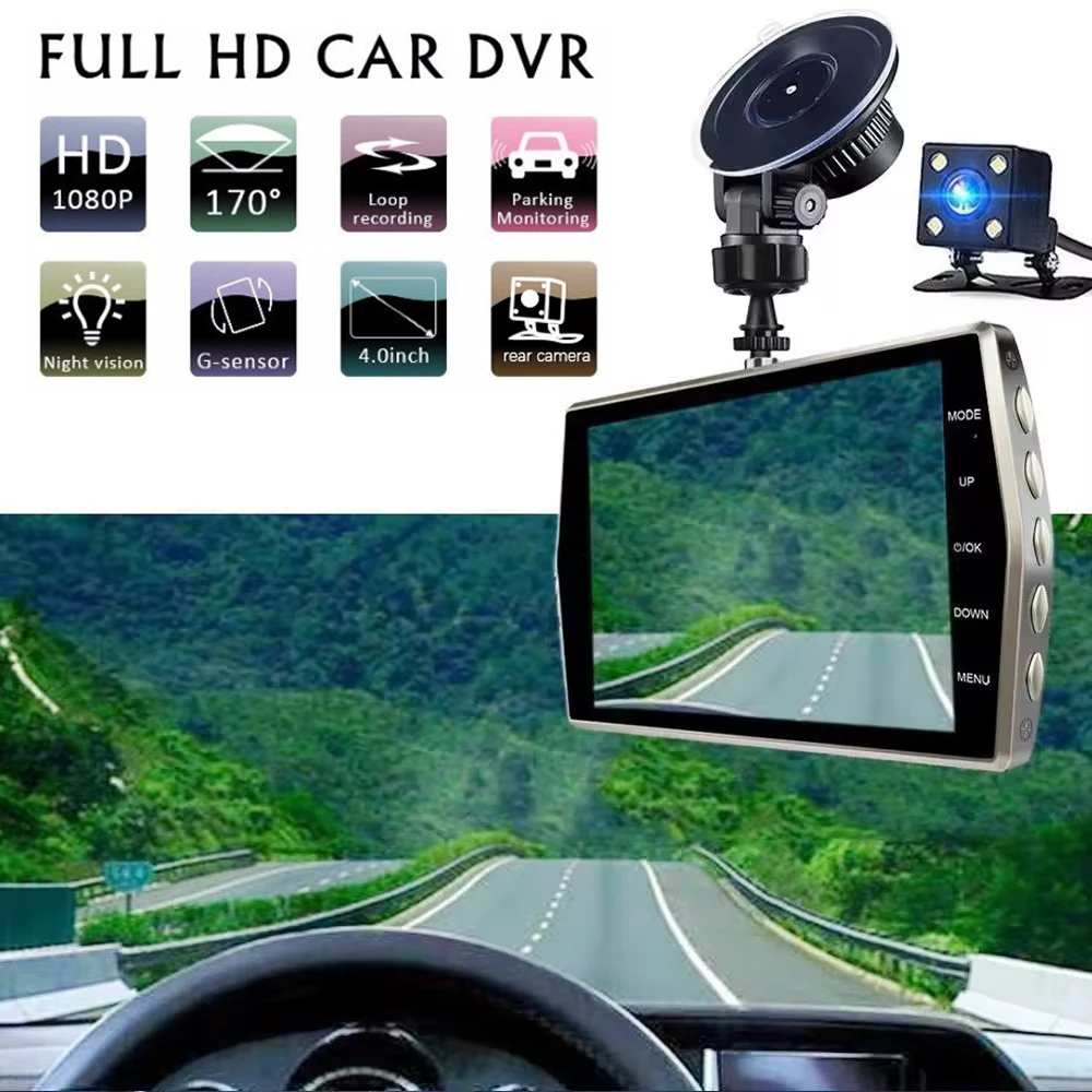 Car DVR 1080P Dash Cam Video Recorder Vehicle Black Box Auto Dashcam Car Accessories Night Vision Rear View Reverse Car Camera