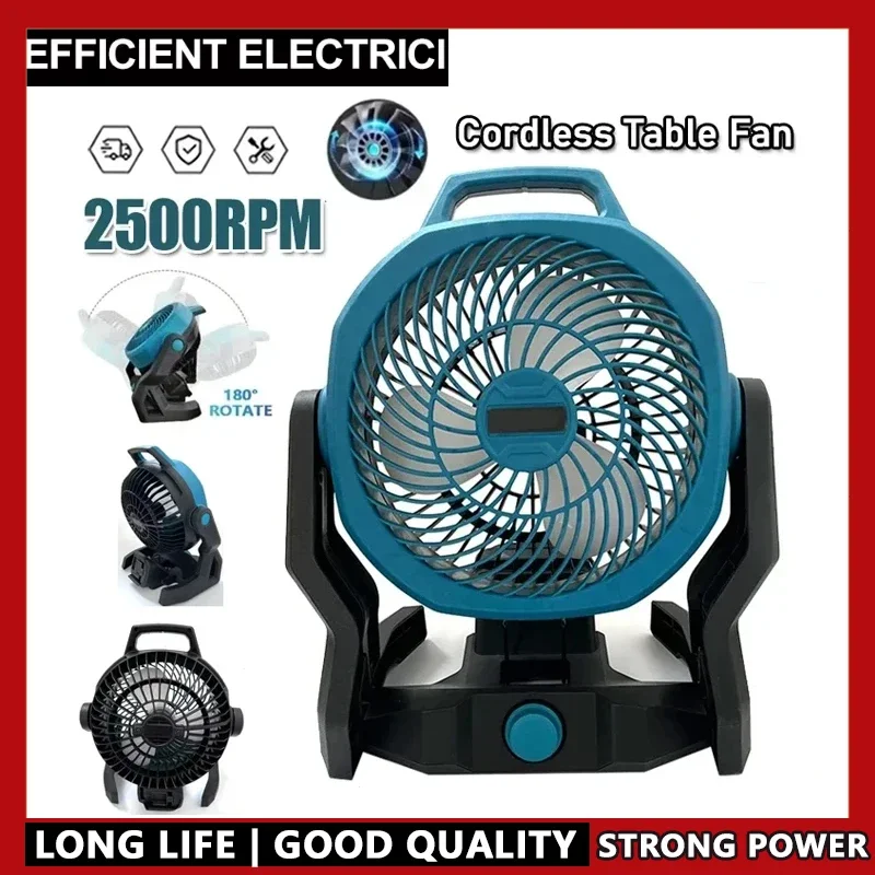 

Подходит для беспроводного настольного вентилятора Makita, портативный 3-скоростной многоцелевой настольный и напольный вентилятор с регулируемой головкой для кемпинга