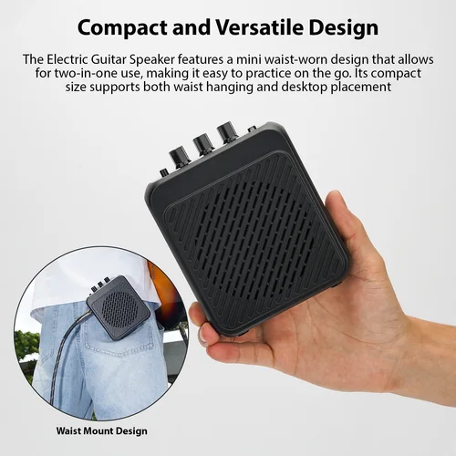 Imagen 2 del producto Mini Amplificador de Guitarra de 3W para Llevar en la Cintura, con Bluetooth, Modos de Overdrive, Salida para Auriculares, para Práctica Silenciosa Portátil y Viajes